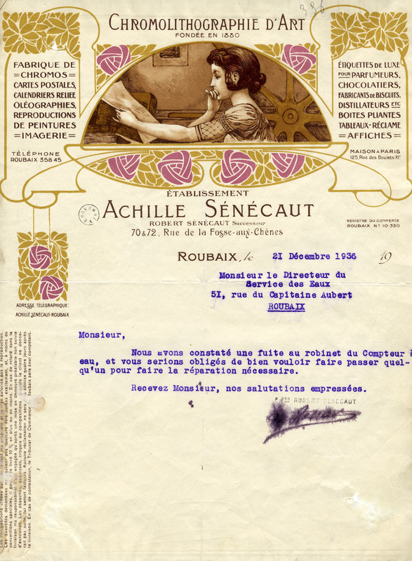 Chromolithographie d'art Achille Sénécaut, Robert Sénécaut successeur