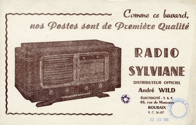 Radio Sylviane, distributeur officiel André Wild, électricité-T.S.F.