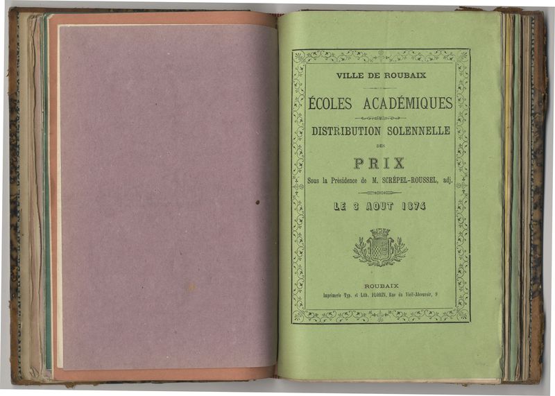 1874 - Distribution solennelle des prix aux élèves des écoles académiques