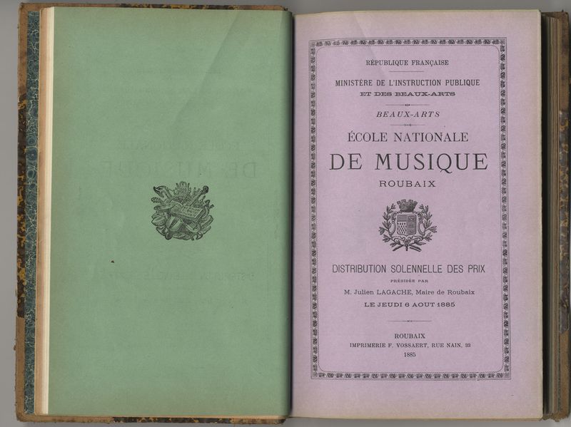 1885 - Ecole nationale de musique de Roubaix - Distribution solennelle des prix