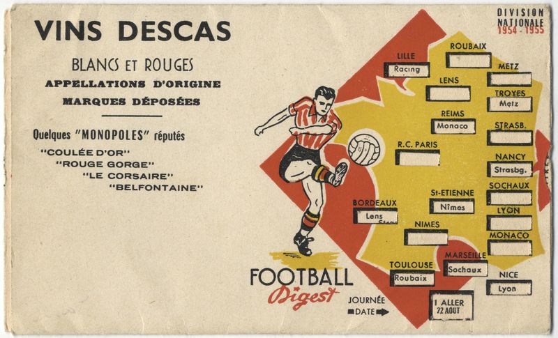 Calendrier division nationale 1954-1955