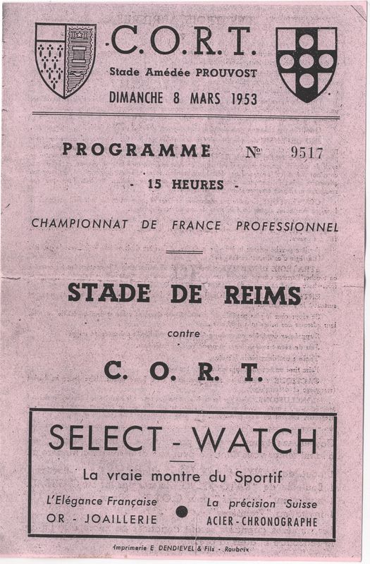 Programme Stade de Reims contre CORT