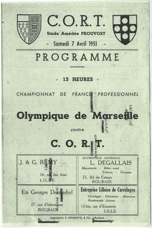 Programme Olympique de Marseille contre CORT