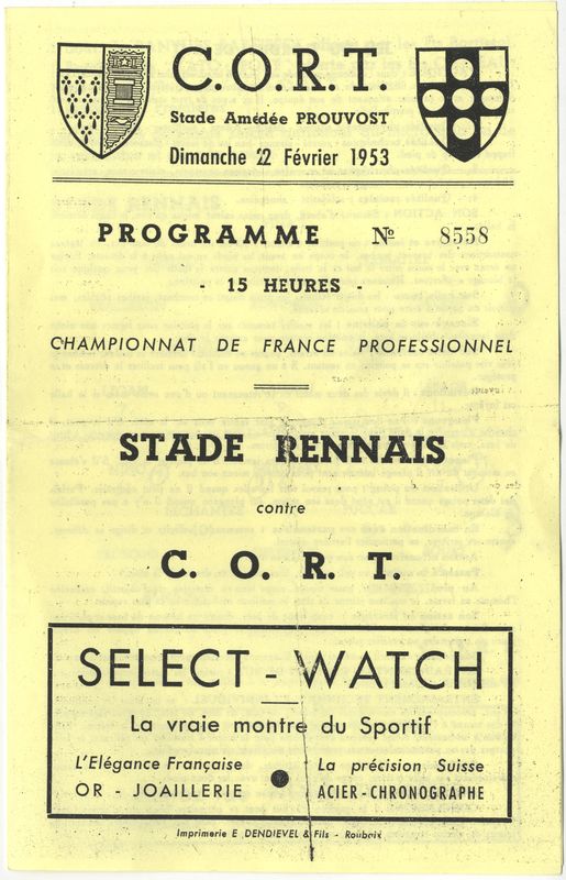 Programme Stade Rennais contre CORT