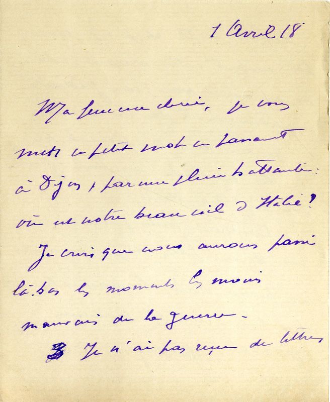 Du soldat Jacques à Marie-Josèphe, avril 1918
