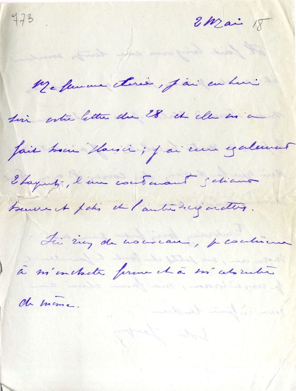 Du soldat Jacques à Marie-Josèphe, mai 1918