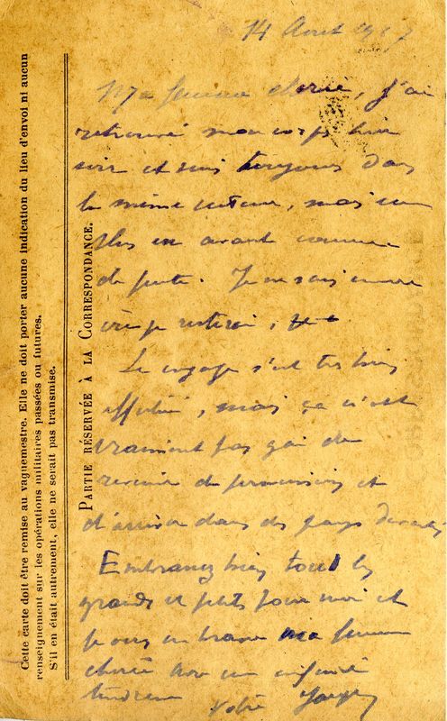 Du soldat Jacques à Marie-Josèphe, août 1918