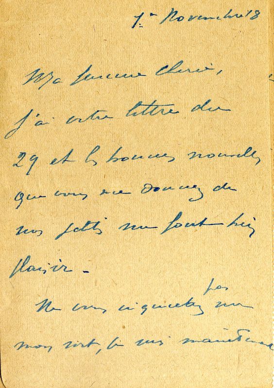 Du soldat Jacques à Marie-Josèphe, novembre 1918