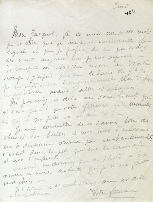De Marie-Josèphe au soldat Jacques, août 1916