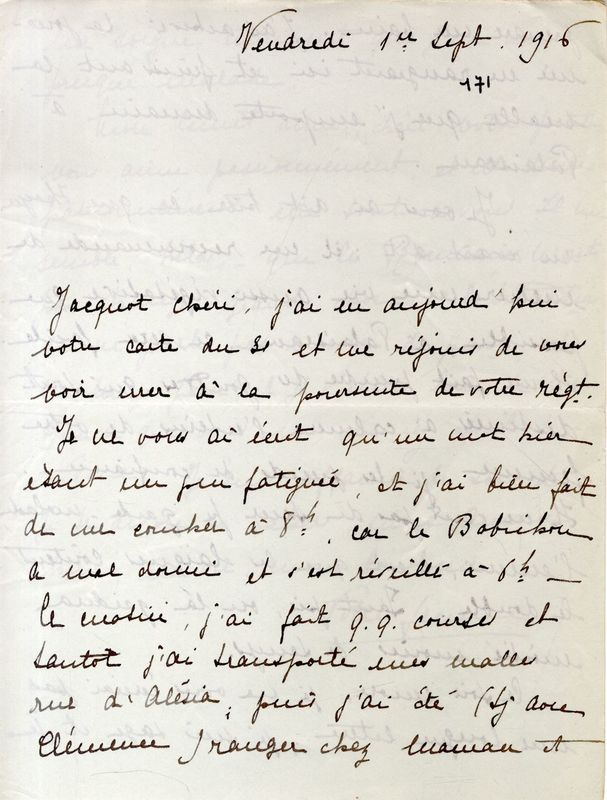 De Marie-Josèphe au soldat Jacques, septembre 1916