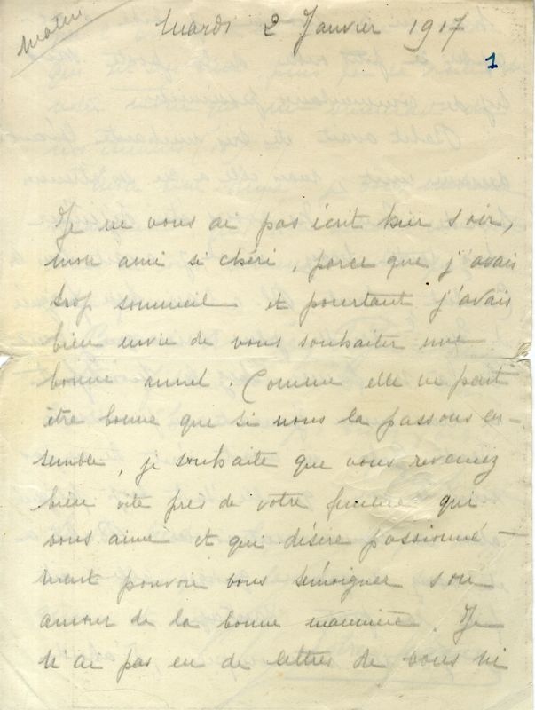 De Marie-Josèphe au soldat Jacques, janvier 1917