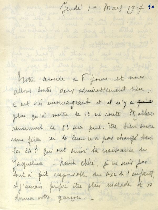 De Marie-Josèphe au soldat Jacques, mars 1917