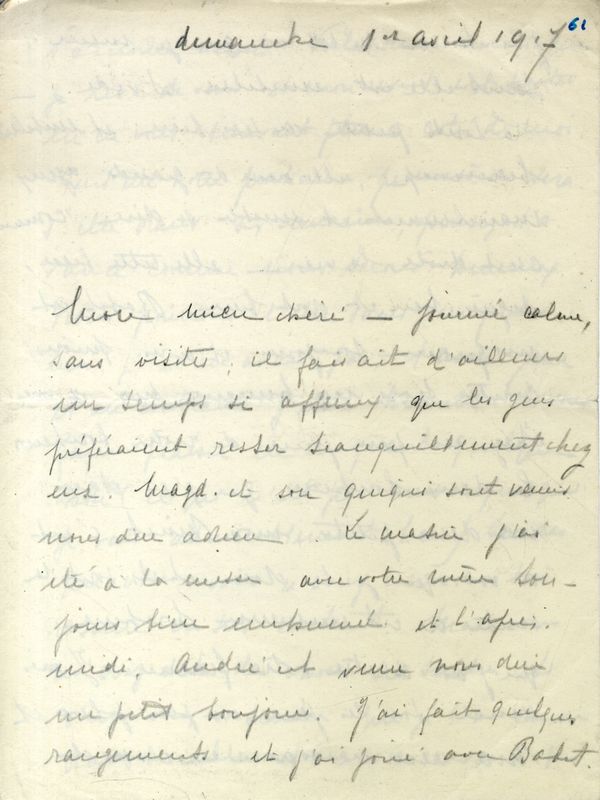 De Marie-Josèphe au soldat Jacques, avril 1917
