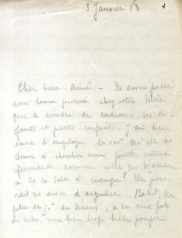 De Marie-Josèphe au soldat Jacques, janvier 1918
