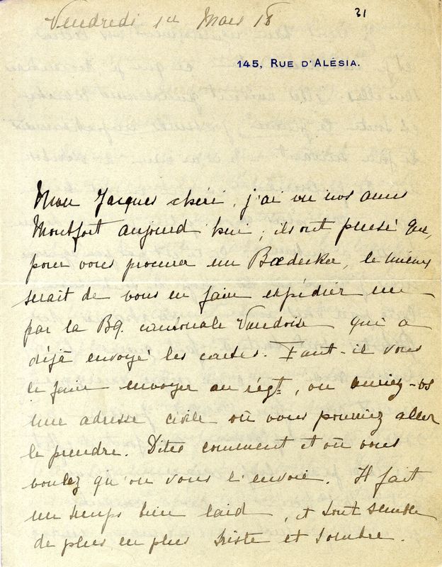 De Marie-Josèphe au soldat Jacques, mars 1918