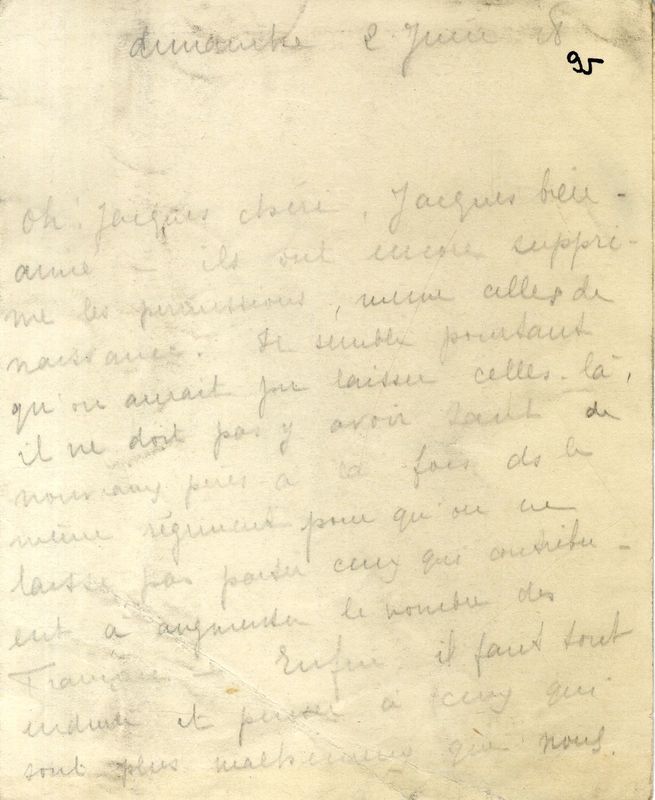 De Marie-Josèphe au soldat Jacques, juin 1918