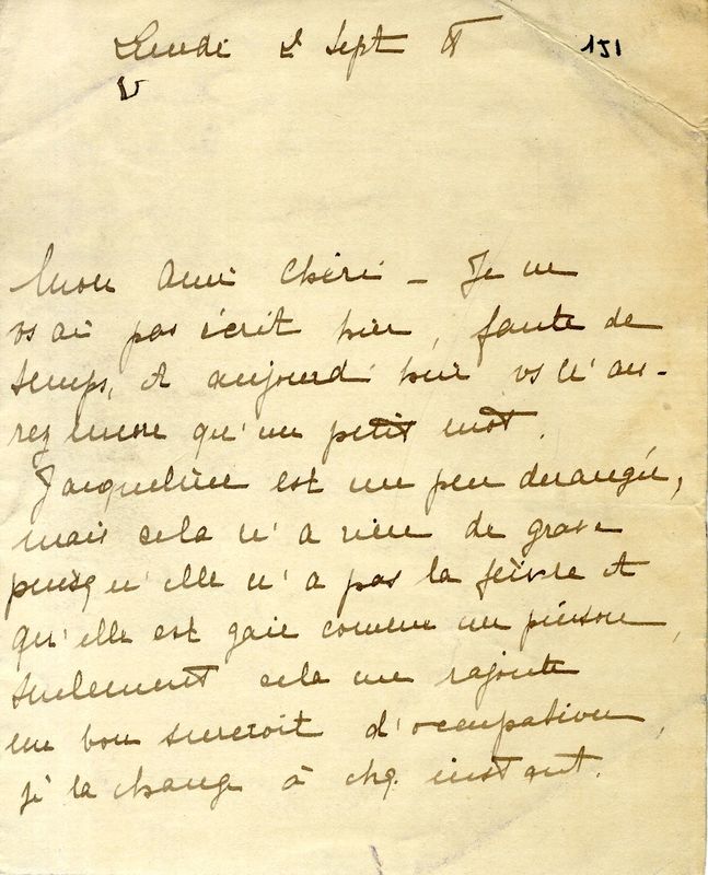 De Marie-Josèphe au soldat Jacques, septembre 1918