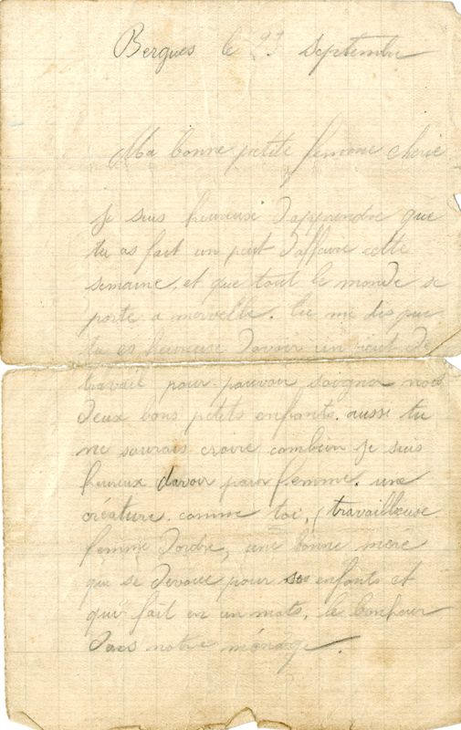 Lettre d'Edouard à Léontine, le 23 septembre