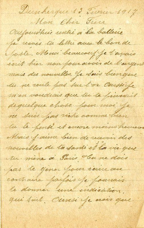 Lettre d'Edmond à Edouard, 13 février 1917
