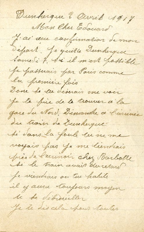 Lettre d'Edmond à Edouard, 2 avril 1917