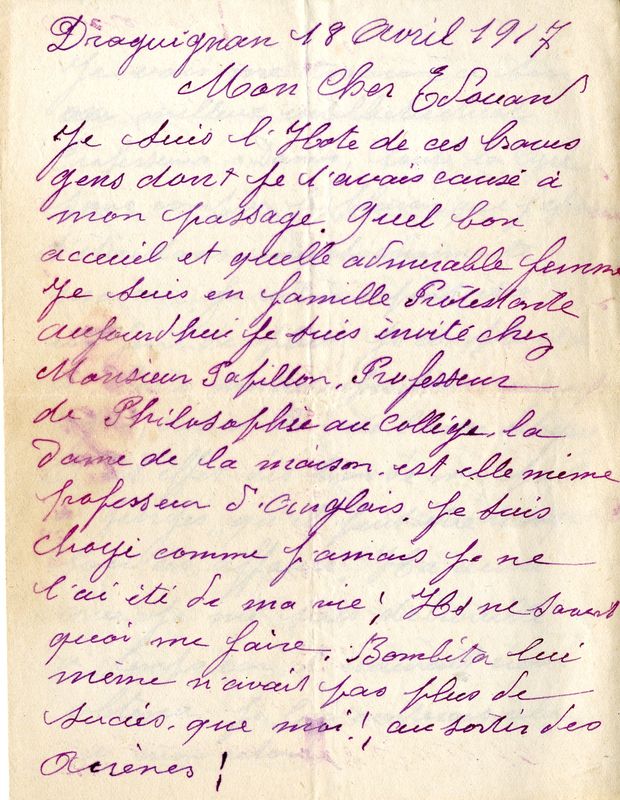 Lettre d'Edmond à Edouard, 18 avril 1917