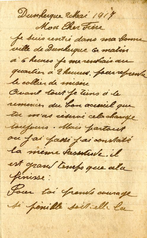 Lettre d'Edmond à Edouard, 2 mai 1917