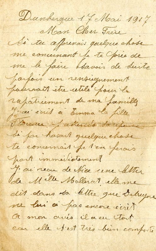 Lettre d'Edmond à Edouard, 17 mai 1917