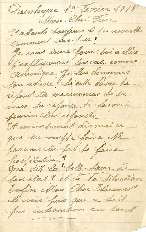 Lettre d'Edmond à Edouard, 19 février 1918