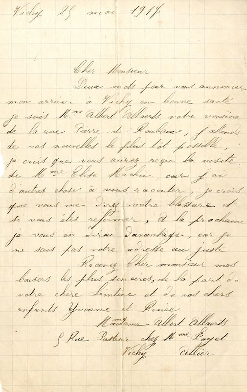 Lettre de Mme Allaerts à Edouard, 25 mai 1917