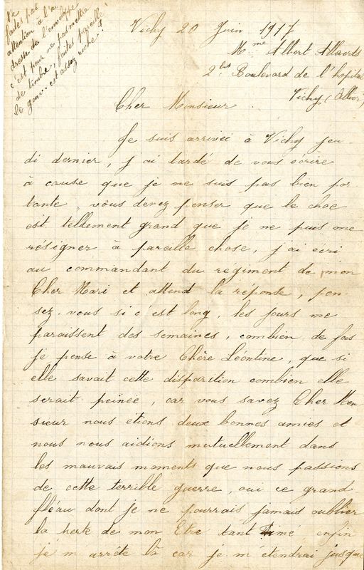 Lettre de Mme Allaerts à Edouard, 20 juin 1917