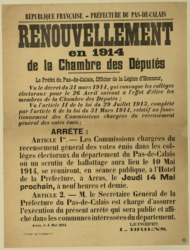 Renouvellement en 1914 de la chambre des députés, 4 mai 1914