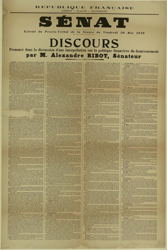 Discours prononcé par Alexandre Ribot au sénat, 30 mai 1919 