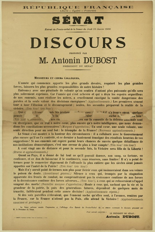 Discours prononcé par M. Antonin Dubost , 13 janvier 1916