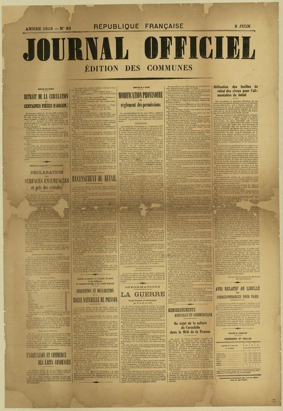 Journal officiel. Edition des communes du 2 juin 1918