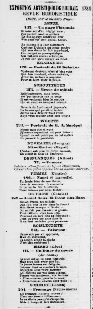 Article du Journal de Roubaix du 27 octobre 1884