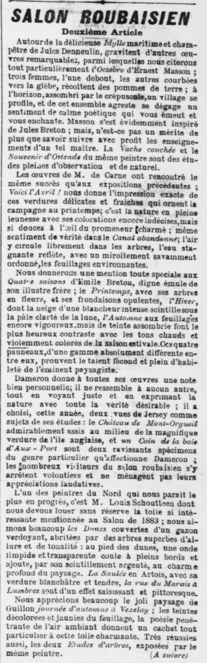 Article du Journal de Roubaix du 28 septembre 1886