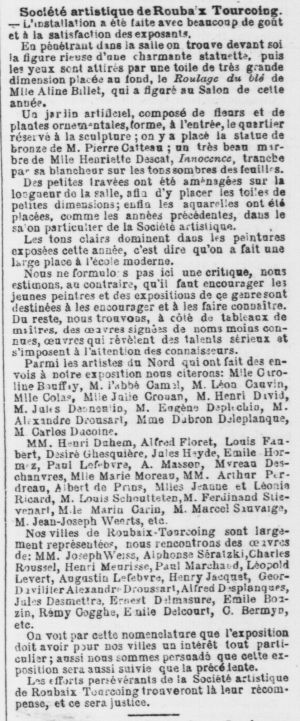 Article du Journal de Roubaix du 17 septembre 1888