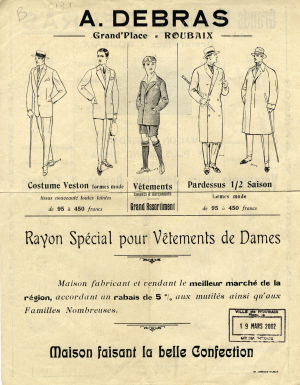 Publicité pour les magasins A. Debras