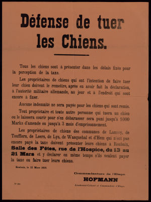 Défense de tuer les chiens
