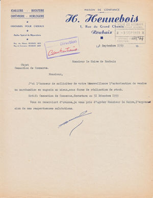 Lettre à en-tête - maison Hennebois