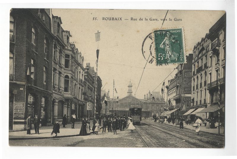 Roubaix : La rue de la Gare début 1900