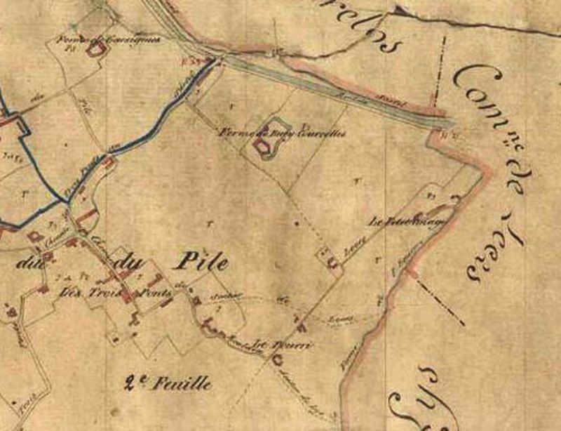 Les Trois Ponts et le Carihem en 1845