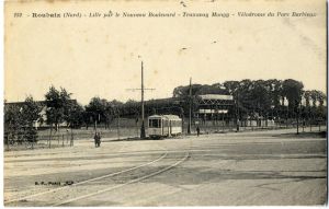 Vue sur le vélodrome depuis l’extrémité du Parc Barbieux.