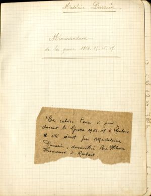 Journal intime de Madeleine Ducarin du 1er août  1914 au 3 décembre 1918