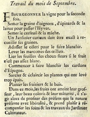 Le travail de septembre
