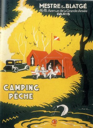 Affiche de Mestre & Blatgé pour les accessoires de camping, vers 1968 