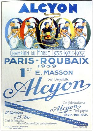 Affiche publicitaire des bicyclettes Alcyon