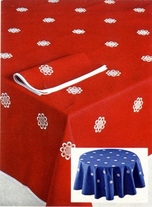Nappe en coton granité, gansée de blanc