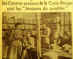 Le coin bibliothèque du centre social de la Guinguette en 1950