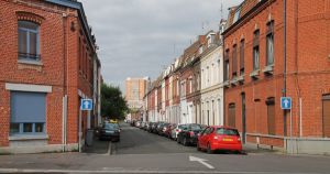 La rue Edouard Anseele vue du boulevard de Colmar